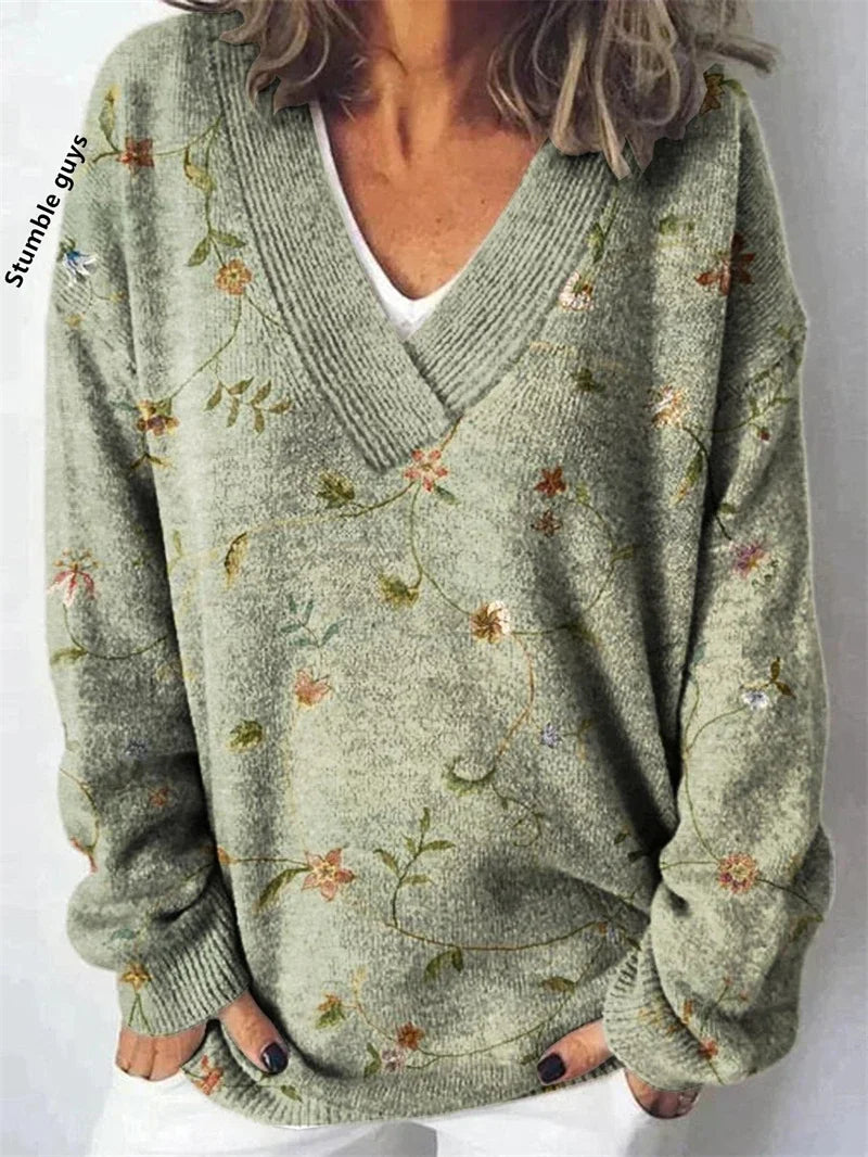 Women's Christmas Sweater Autumn Winter Casual Fashion European American Warm Deer Snowman Dog Print Y2K Knit Top