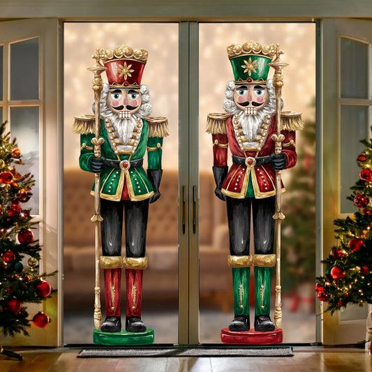 Nutcracker Soldier Christmas Window Clings Large Electrostatic Sticker Christmas Party Decorations Festive Supplies Door Sticker