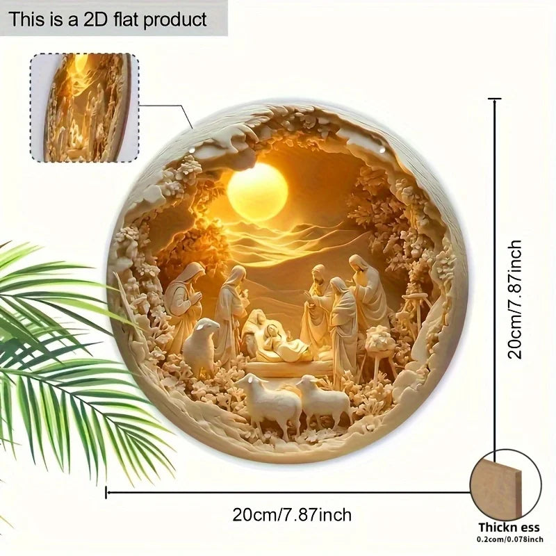 Christmas wooden wall decorations, the Virgin Mary, Joseph, the young Jesus and the shepherds, Christmas wall decorations