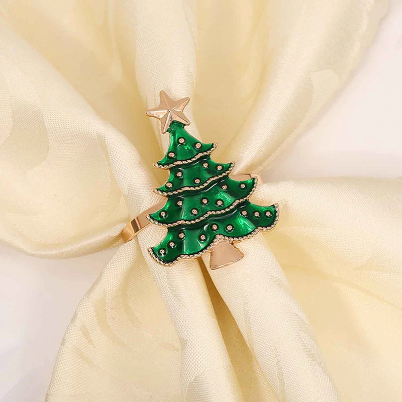 6 Pcs Christmas Home Kitchen Dinner Table Decoration New Year Party Supplies Christmas Napkin Rings Xmas Tree Ornaments