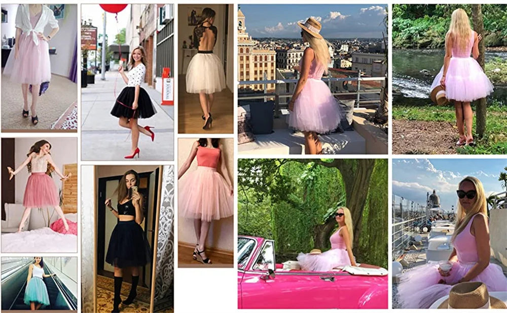 Christmas Layered Tutu Skirt Ribbon Tulle Mini Dresses for Women Carnivals OktoberUnder Music Festival Marathon Cosplay Skirts