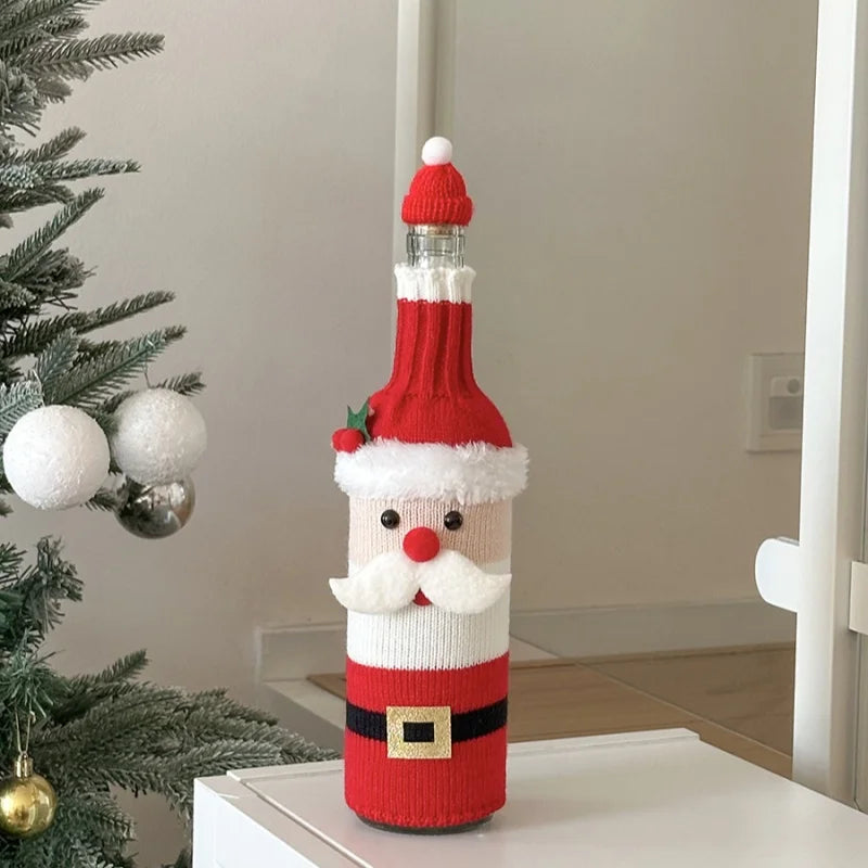 Christmas Supplies Christmas Home Decorations Knitted Wine Bottle Cover for Red Wine Champagne Bottles Restaurant Party Supplies