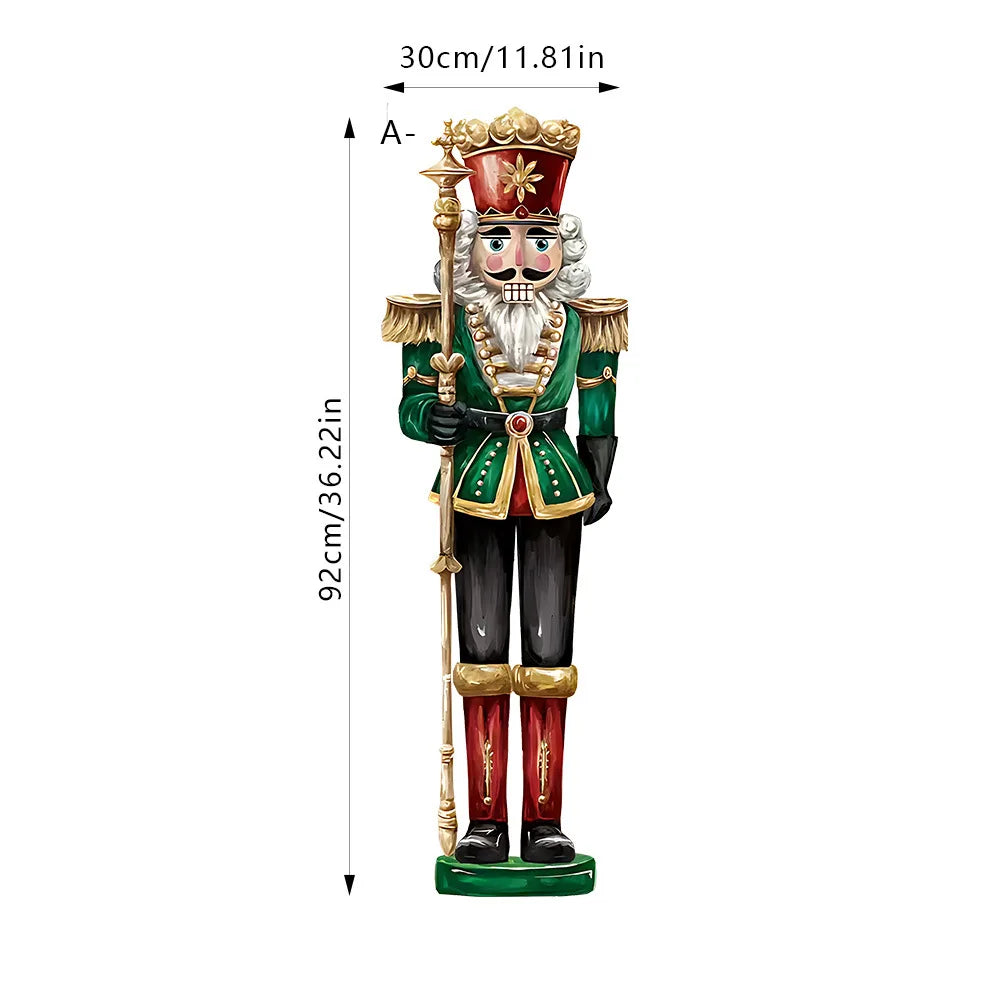 Nutcracker Soldier Christmas Window Clings Large Electrostatic Sticker Christmas Party Decorations Festive Supplies Door Sticker