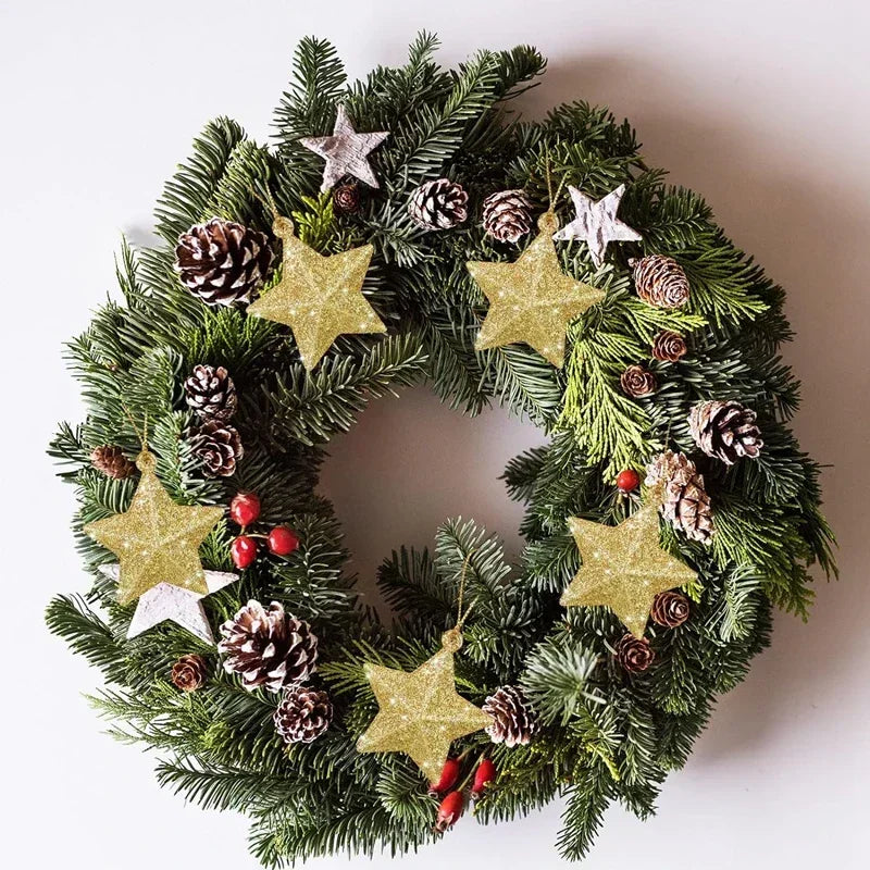 5CM Christmas Decorations ﻿Christmas Tree Hanging Pendant  For Home Navidad New Year Party Gift Gold Glitter Star Ornaments