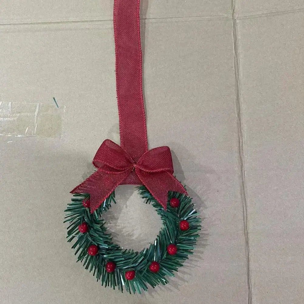 6Pcs Christmas Kitchen Wreath Decoration with Ribbon Bow Christmas Cupboard Wreath Decoration Christmas Home Party Decoration