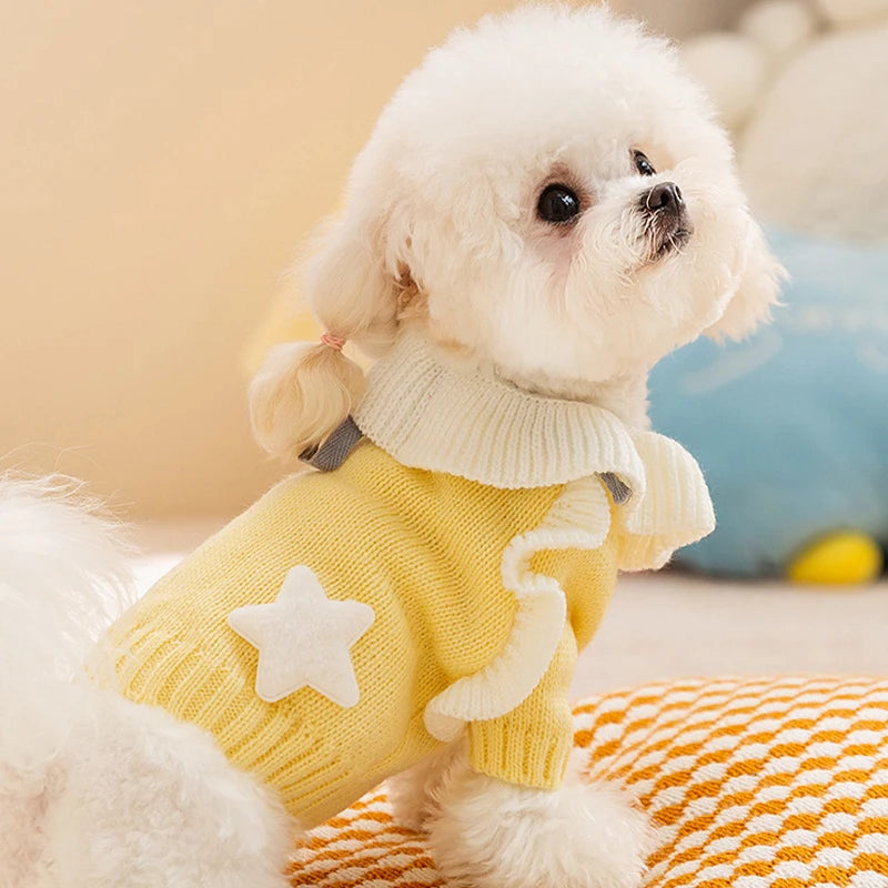 Cute Dog Sweater Dress Puppy Winter Clothes Girls Dog Costume Cotton Cat Clothing Chihuahua Bichon Pet Warm Coat Dog Sweaters