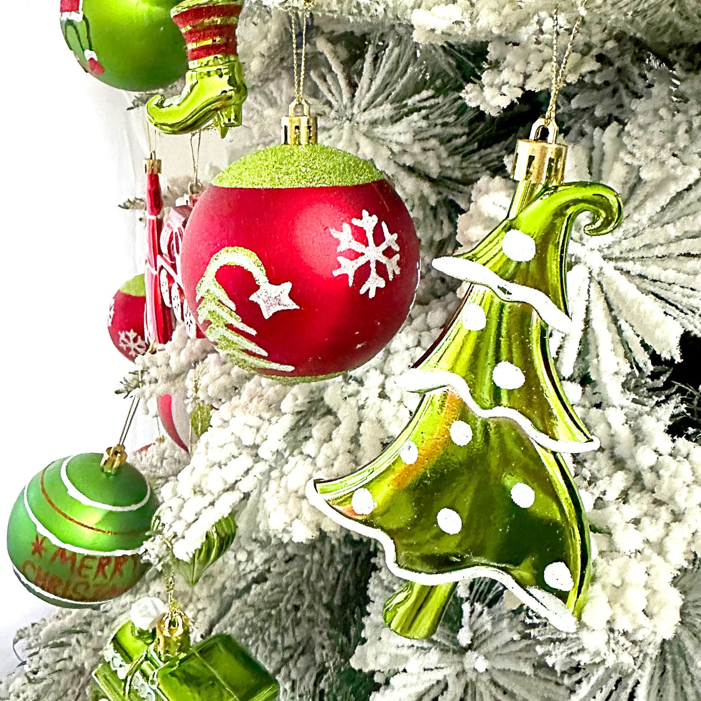 Green Painted Christmas Ball Decorations Green Monster Xmas Tree Ornaments Green Painted Xmas Ball Set Christmas Home Decor