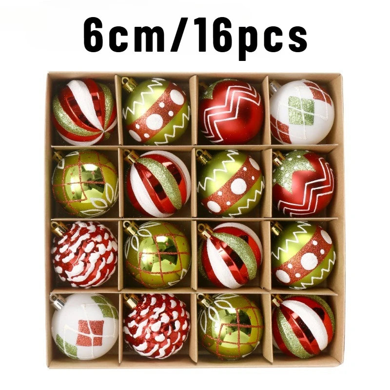 42pcs/16pcs Xmas Gift Christmas Ball Set Unique Shaped Painted Christmas Tree Ornaments Reindeer Decorative Hanging Ornaments