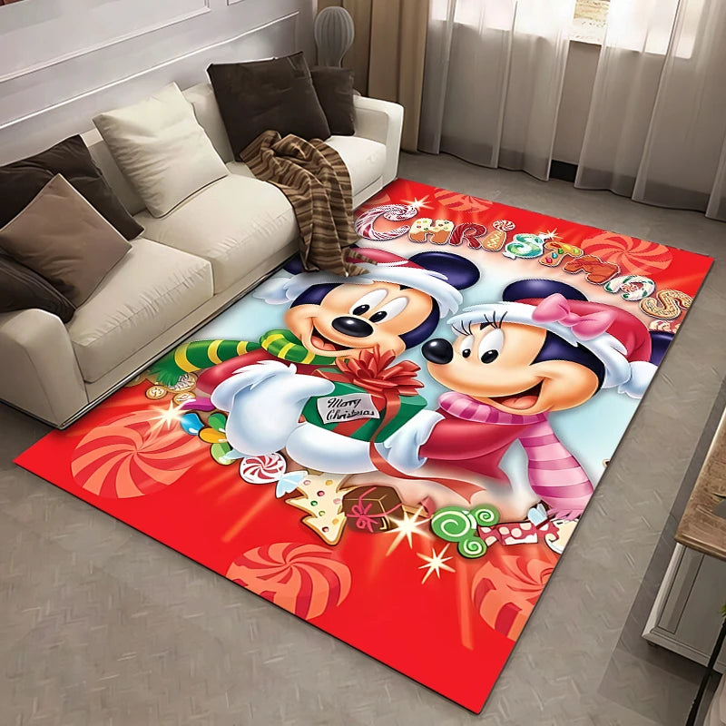 Christmas Disney Mickey Mouse Carpet for Living Room Home Decor Large Area Rug Bedroom Floor Rug Non-slip Easy Washable Mat