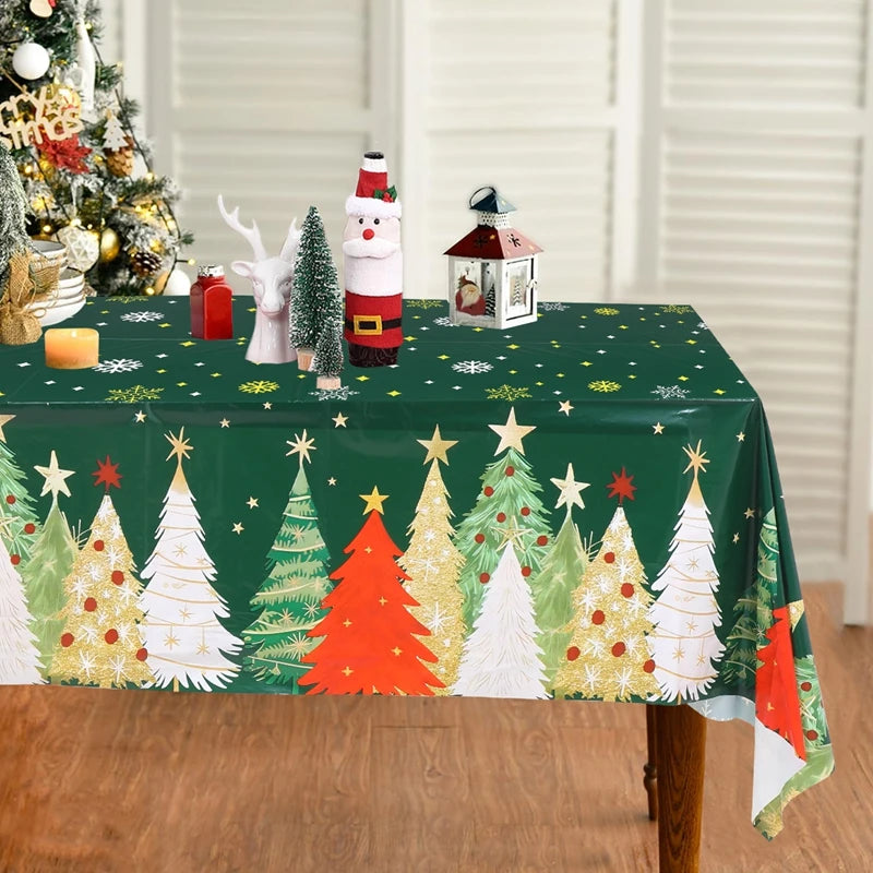 Christmas Tablecloth Christmas Party Decoration 2025 Xmas Table Decor Santa Claus Table Cover Navidad Natal New Year Gift 2026