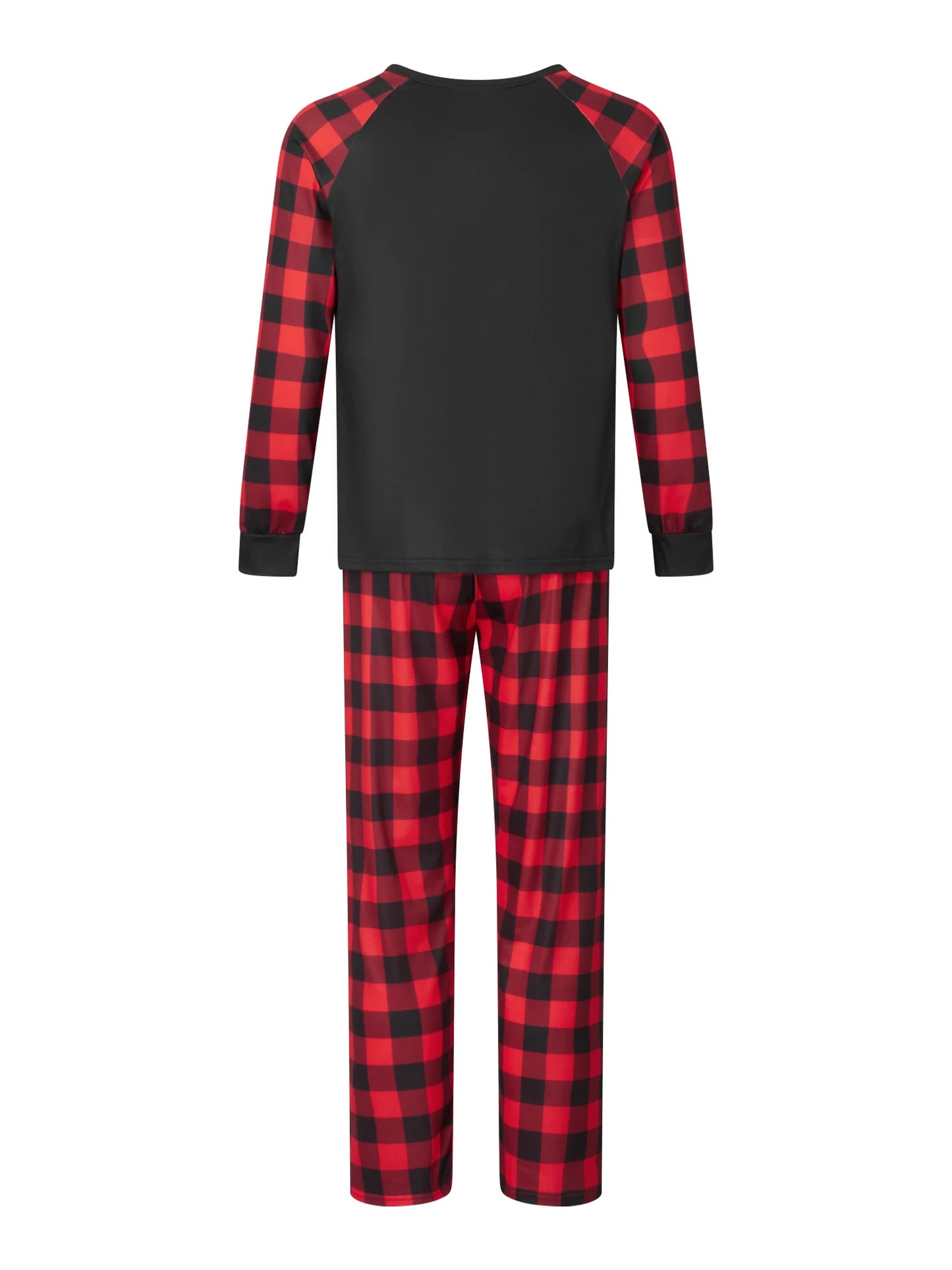 Christmas Family Pajamas – Long Sleeve Letter & Boots Top with Buffalo Plaid Pants