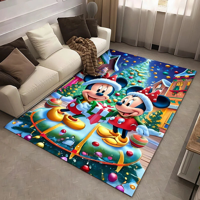 Christmas Disney Mickey Mouse Carpet for Living Room Home Decor Large Area Rug Bedroom Floor Rug Non-slip Easy Washable Mat