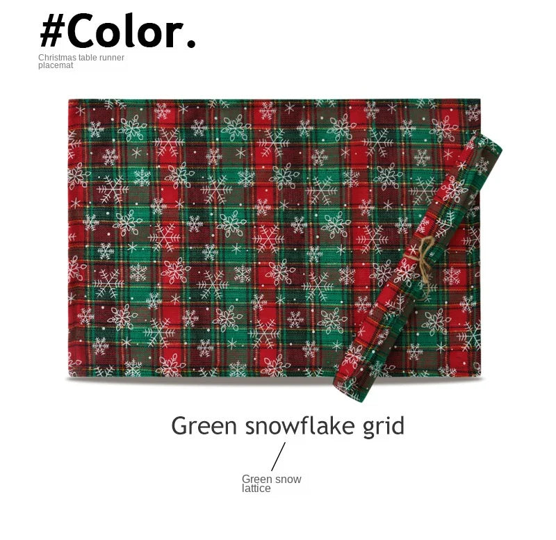 Christmas Table Decoration Runner Christmas Red Green Snowflake Checkered Table Runners Kitchen Living Room Dining Room Decor