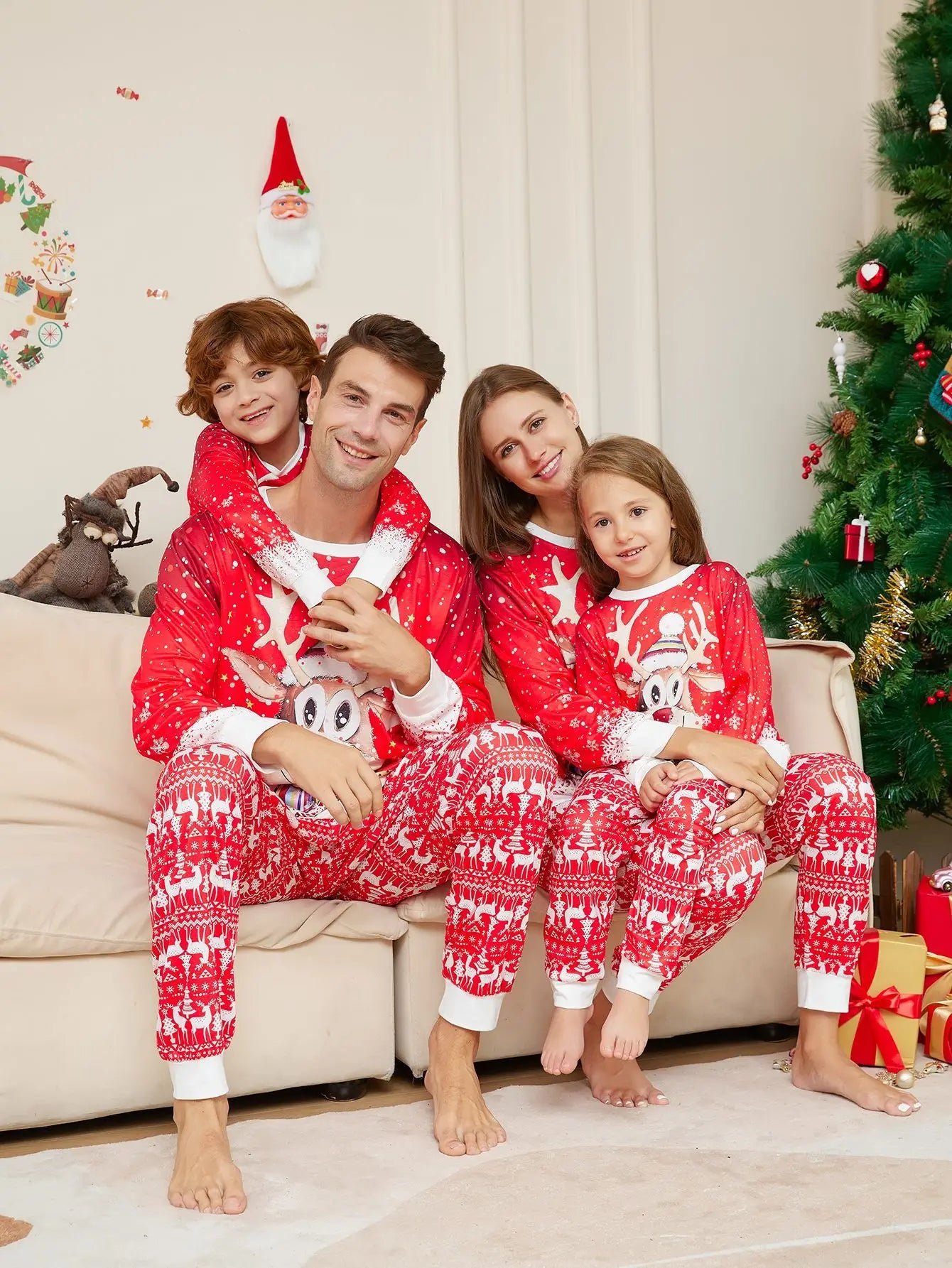 Christmas Family Pajamas – Reindeer Print Matching Nightwear for Adults & Kids
