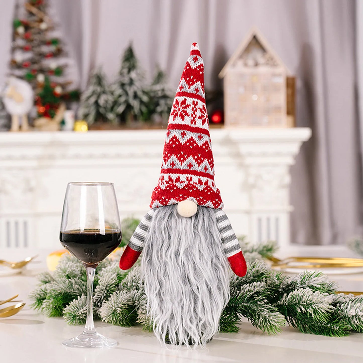 Christmas Decoration Faceless Doll Wine Bottle Holder Santa Claus Wine Bag