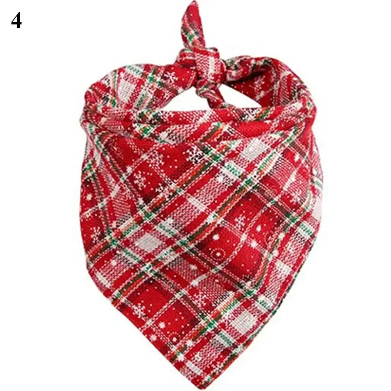 Dog Bandanas Large Pet Scarf Christmas Snow Print Dog Cotton Plaid WashableBow Ties Collar Cat Dog Scarf Large Accessories