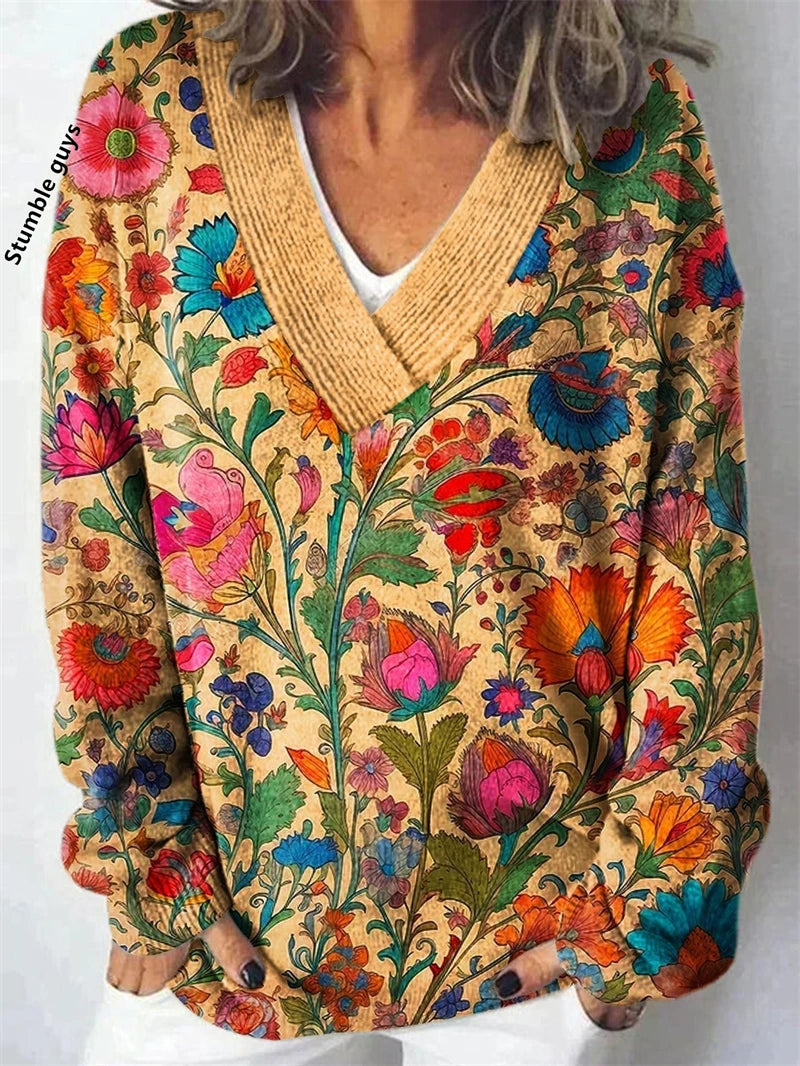 Women's Christmas Sweater Autumn Winter Casual Fashion European American Warm Deer Snowman Dog Print Y2K Knit Top