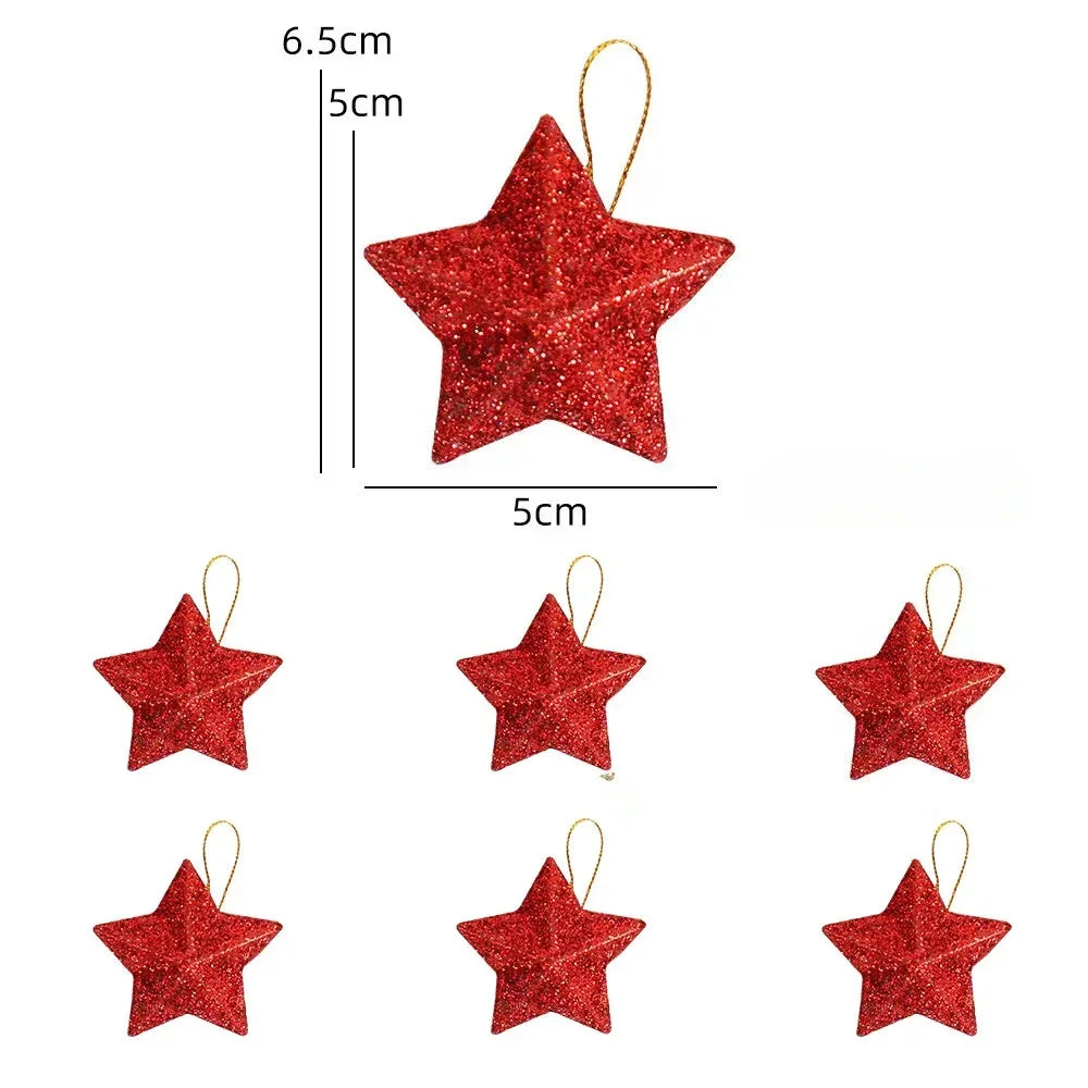 5CM Christmas Decorations ﻿Christmas Tree Hanging Pendant  For Home Navidad New Year Party Gift Gold Glitter Star Ornaments