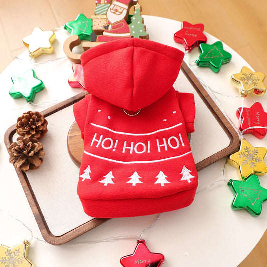 Pet Clothes Autumn and Winter Warm Hoodie for Cats and Dogs Sweater Red Christmas Dress