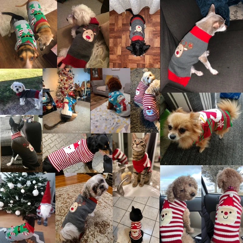 Cute Cartoon Reindeer Sweater for Pets Warm Costume Christmas Dog Sweater Puppy and Cat Jumper Knitwears Winter Dog Clothes