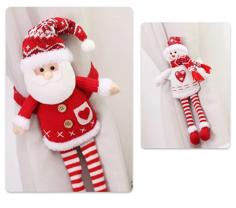 Christmas Curtain Decoration Christmas Doll Santa Claus Elk Snowman Home Ornaments Christmas New Year Party Decorations Gifts