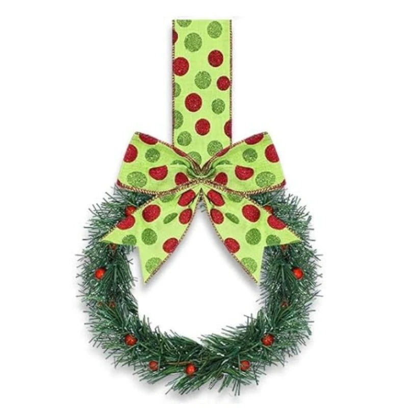 Christmas Kitchen Cabinet Wreaths with Ribbon 3.94 Inch Mini Christmas Wreath Small Kitchen Xmas Decor for Window Door(Red）