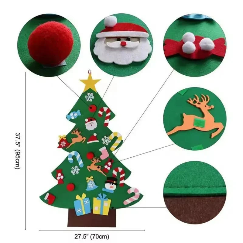 DIY Felt Christmas Tree Christmas Decoration for Home New Year Christmas Ornaments Santa Claus Xmas Kids Gifts Wall Decoration