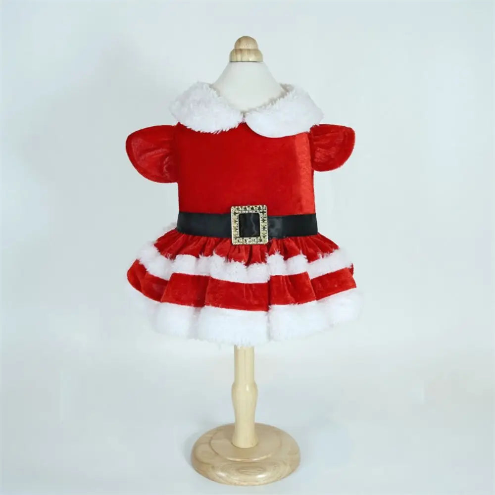 Fashion Cute Santa Claus Dog Skirt Soft Breathable Cats Christmas Dress Warm Pet Christmas Costume Xmas