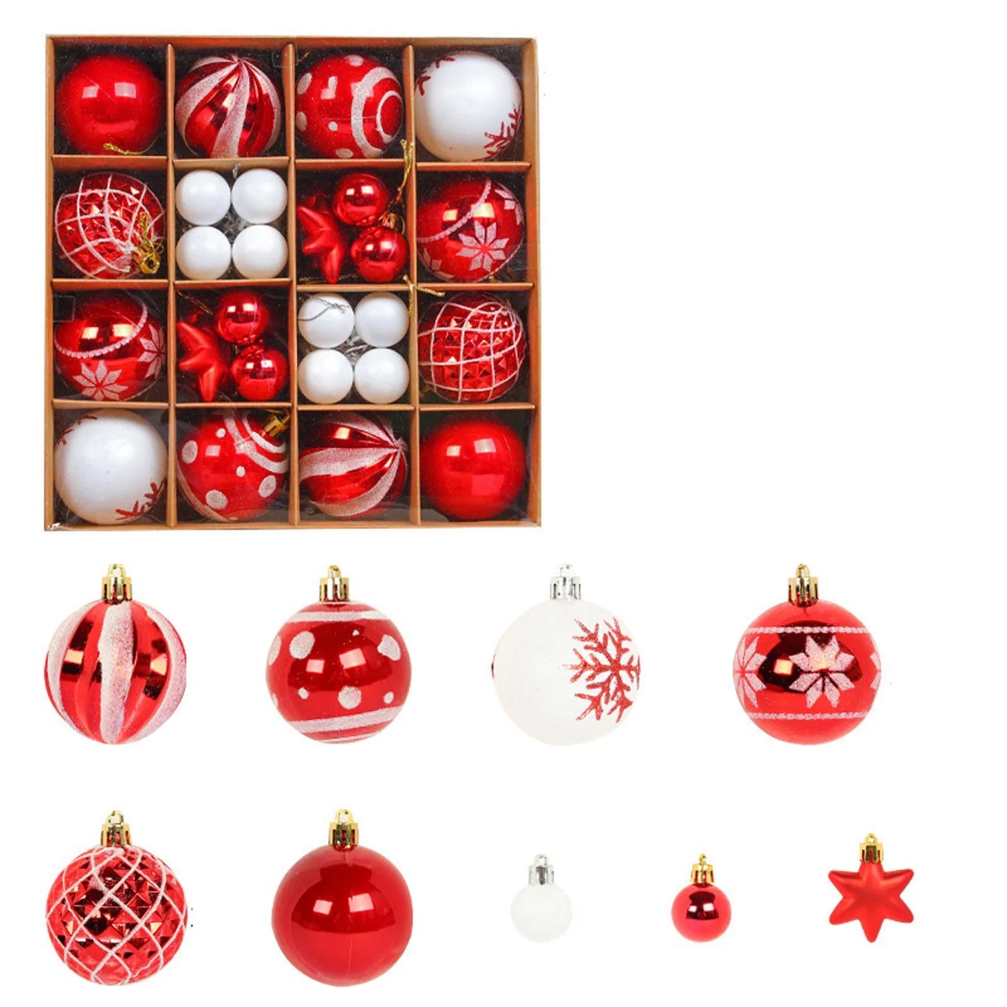 44Pcs Christmas Balls Set Decoration Christmas Tree Mixed Balls Hanging Ornament Pendant Christmas Decoration 2025 Navidad Gift
