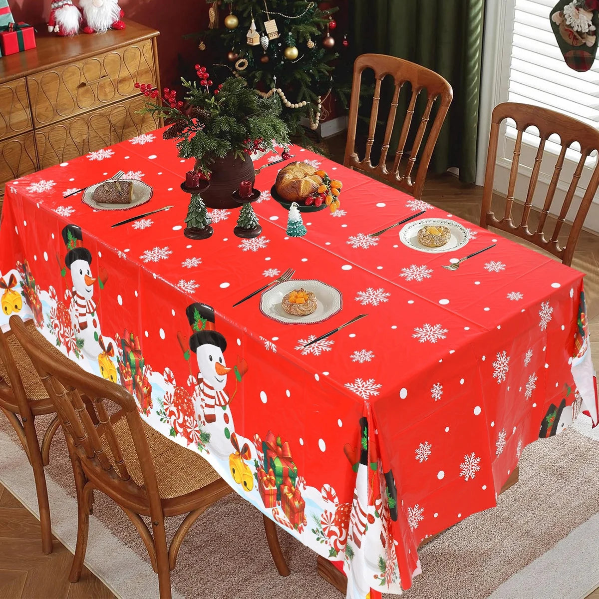 Christmas Tablecloth Christmas Party Decoration 2025 Xmas Table Decor Santa Claus Table Cover Navidad Natal New Year Gift 2026