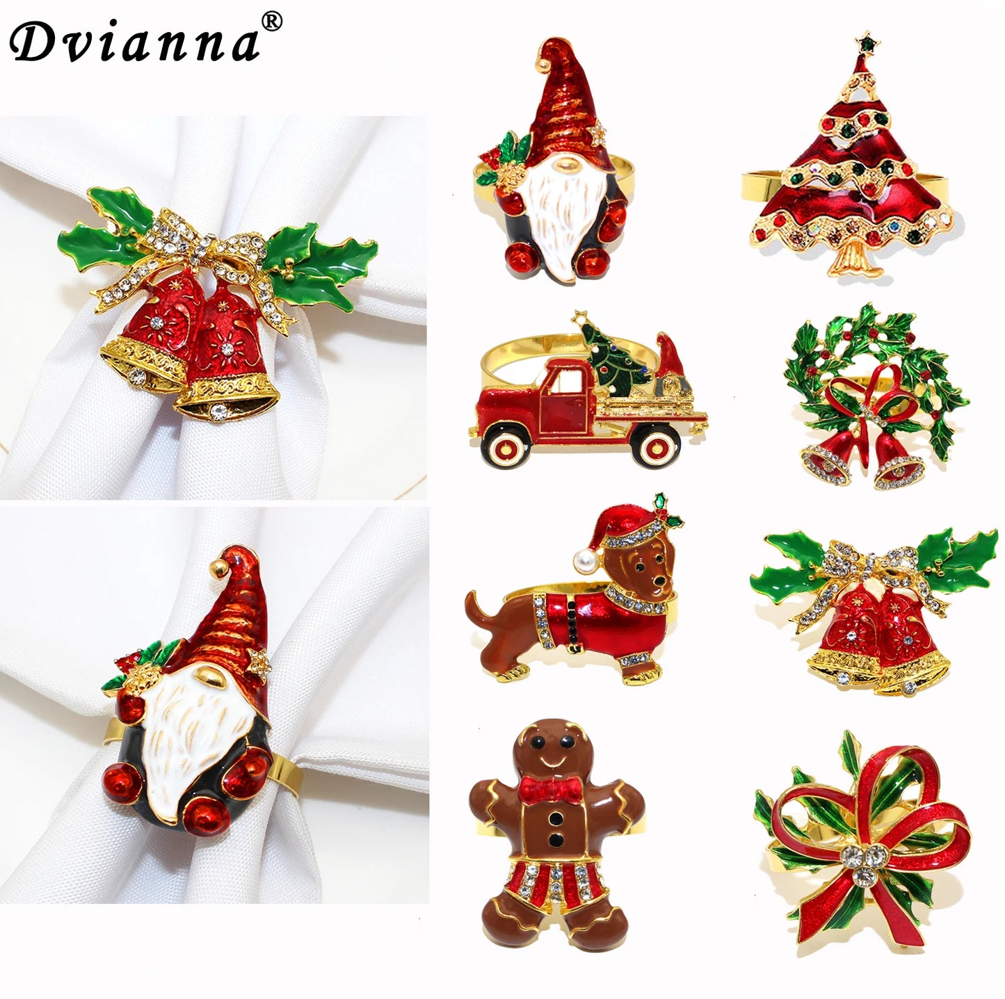 6Pcs Christmas Napkin Rings Xmas Pine Cone Wreath Car Napkin  Buckle for Christmas Wedding Party Table Decoration HWC255