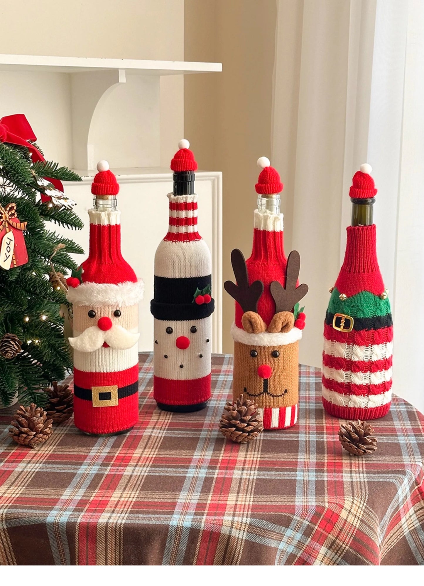 Christmas Supplies Christmas Home Decorations Knitted Wine Bottle Cover for Red Wine Champagne Bottles Restaurant Party Supplies