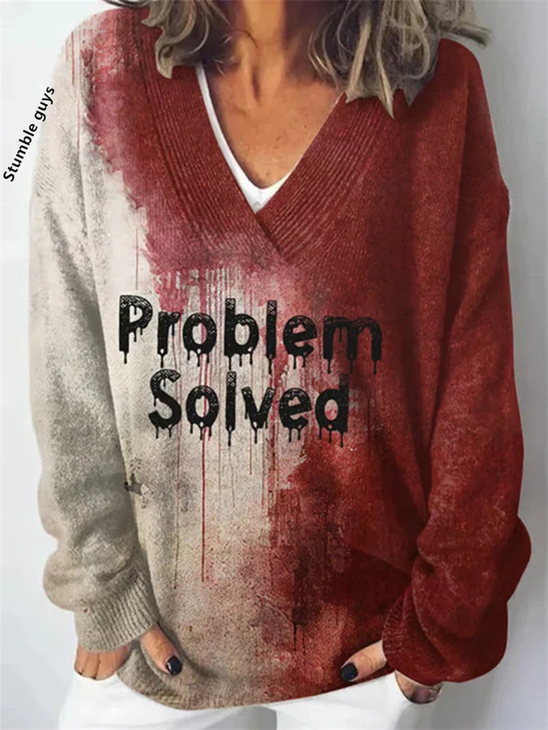 Women's Christmas Sweater Autumn Winter Casual Fashion European American Warm Deer Snowman Dog Print Y2K Knit Top