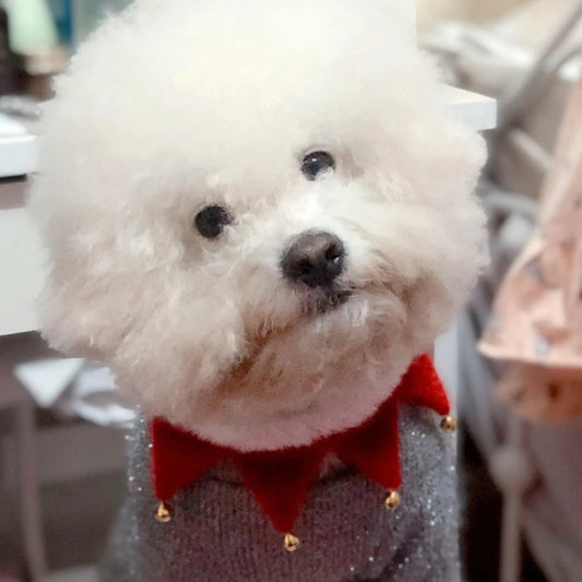 Christmas Dog Scarf With Classic Festive Jingle Bell Dog Collar Suitable Pet Plush Triangular Towel For New Year Photo Shoots