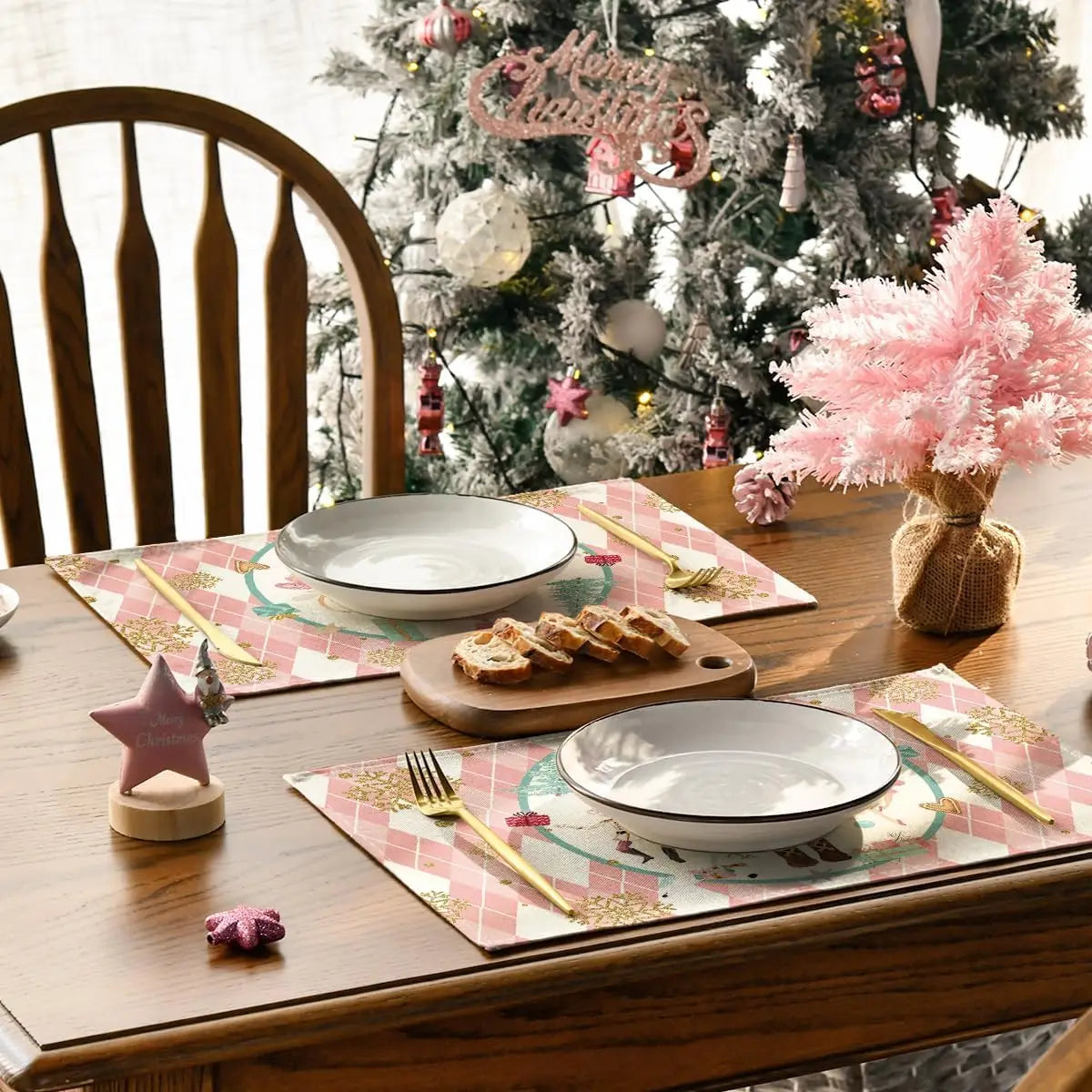 Christmas Nutcracker Snowflake Place Mats Party Table Decor Winter Xmas Table Mats for Dining Table Christmas Decorations