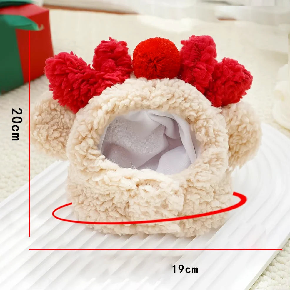 Cosplay Christmas Pet Hat Cute Cartoon Antlers Saliva Towel for Dog Cat Up Supplies Scarf Elk Gift Winter Clothes Pet Accessory