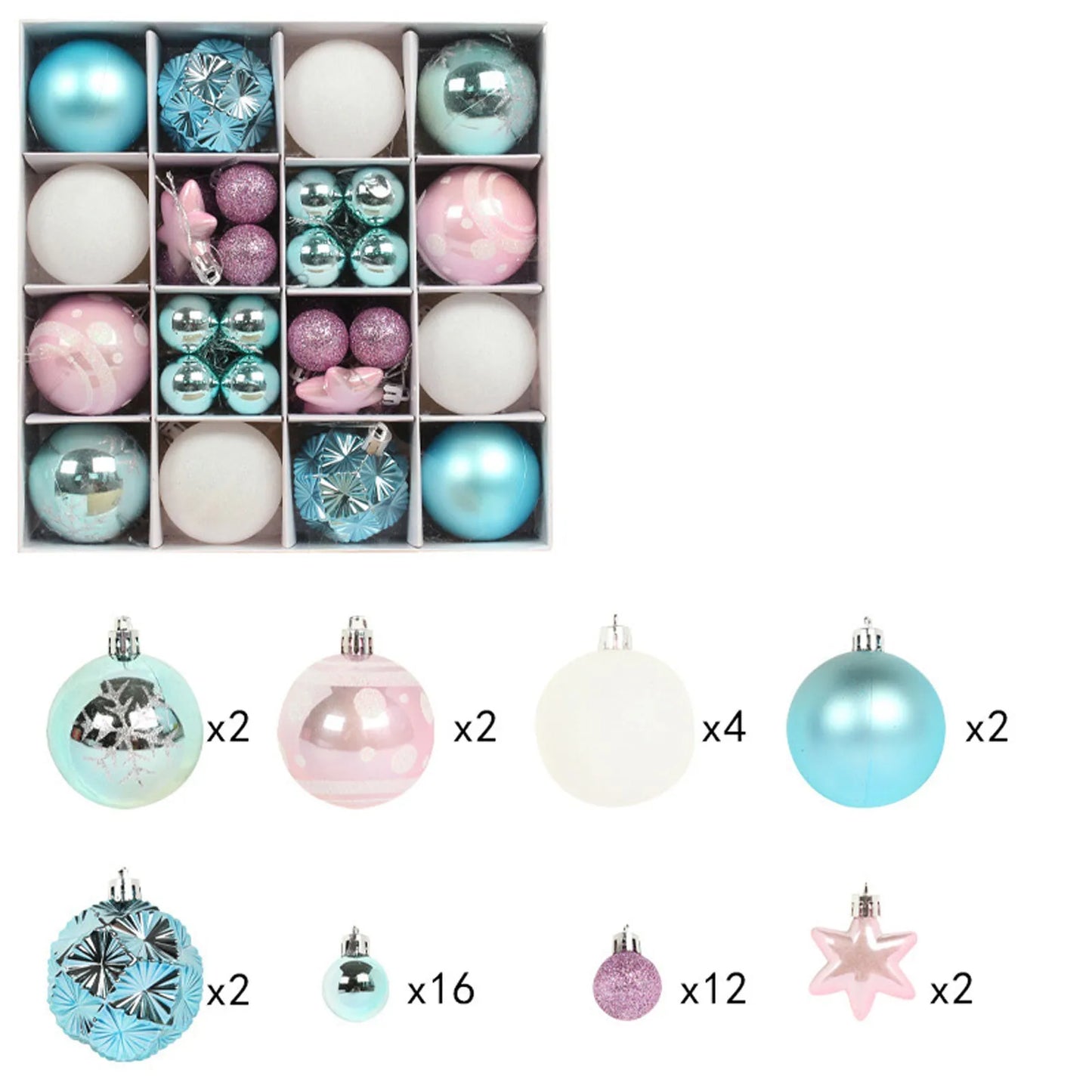 44Pcs Christmas Balls Set Decoration Christmas Tree Mixed Balls Hanging Ornament Pendant Christmas Decoration 2025 Navidad Gift