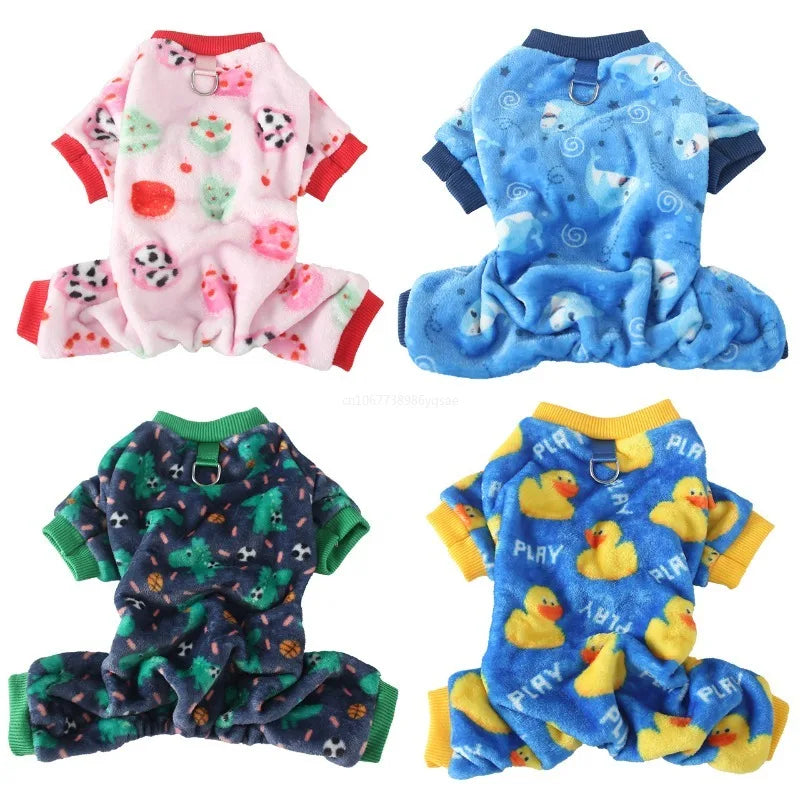 Christmas Pet Dog Pajamas for Cat Clothes Warm Pyjama Jumpsuit for Small Dogs Sleepingwear Winter Flece Pet Chihuahua Coat 강아지옷