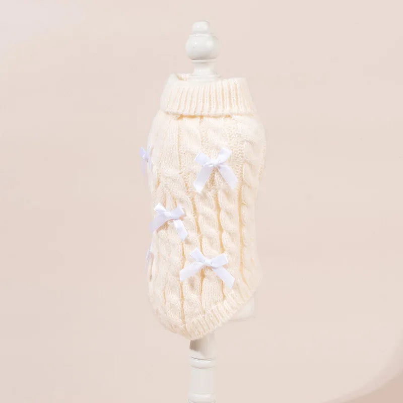2025 New Pet Christmas Sweater Bowknot Princess Sweater For Cats Dogs Warm Winter Fall Apparel For Small Medium Pets