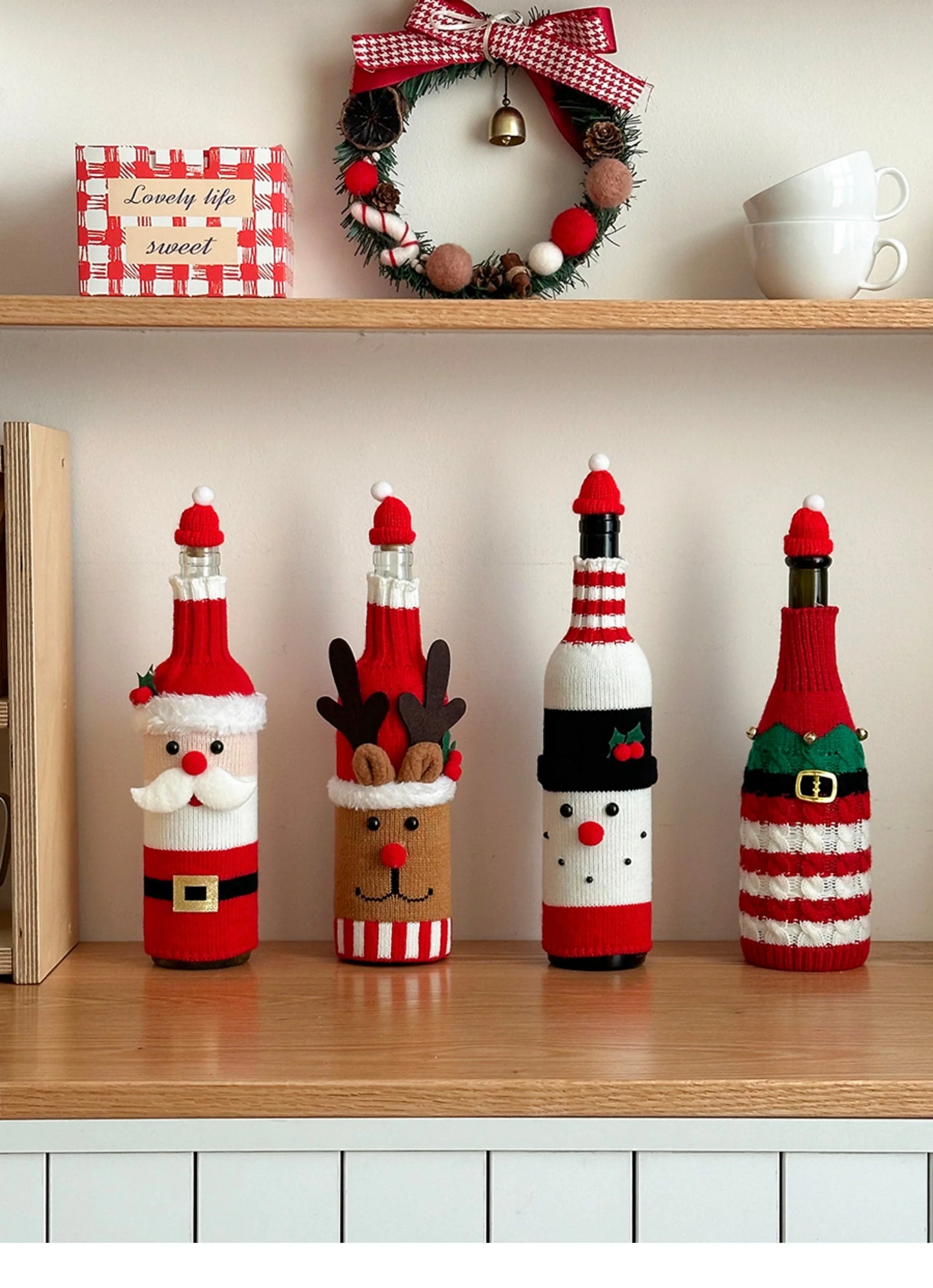 Christmas Supplies Christmas Home Decorations Knitted Wine Bottle Cover for Red Wine Champagne Bottles Restaurant Party Supplies