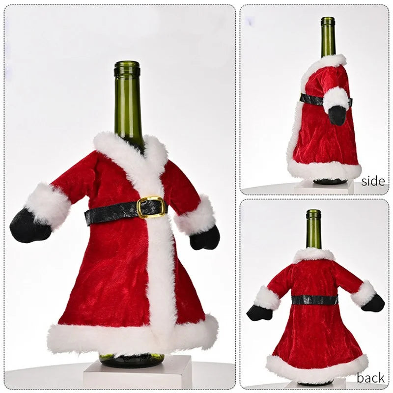 Creative Christmas Wine Bottle Decoration Set Gold Velvet Dress Sleeve Wine Bottle Bag Sleeve Christmas Table Decoration