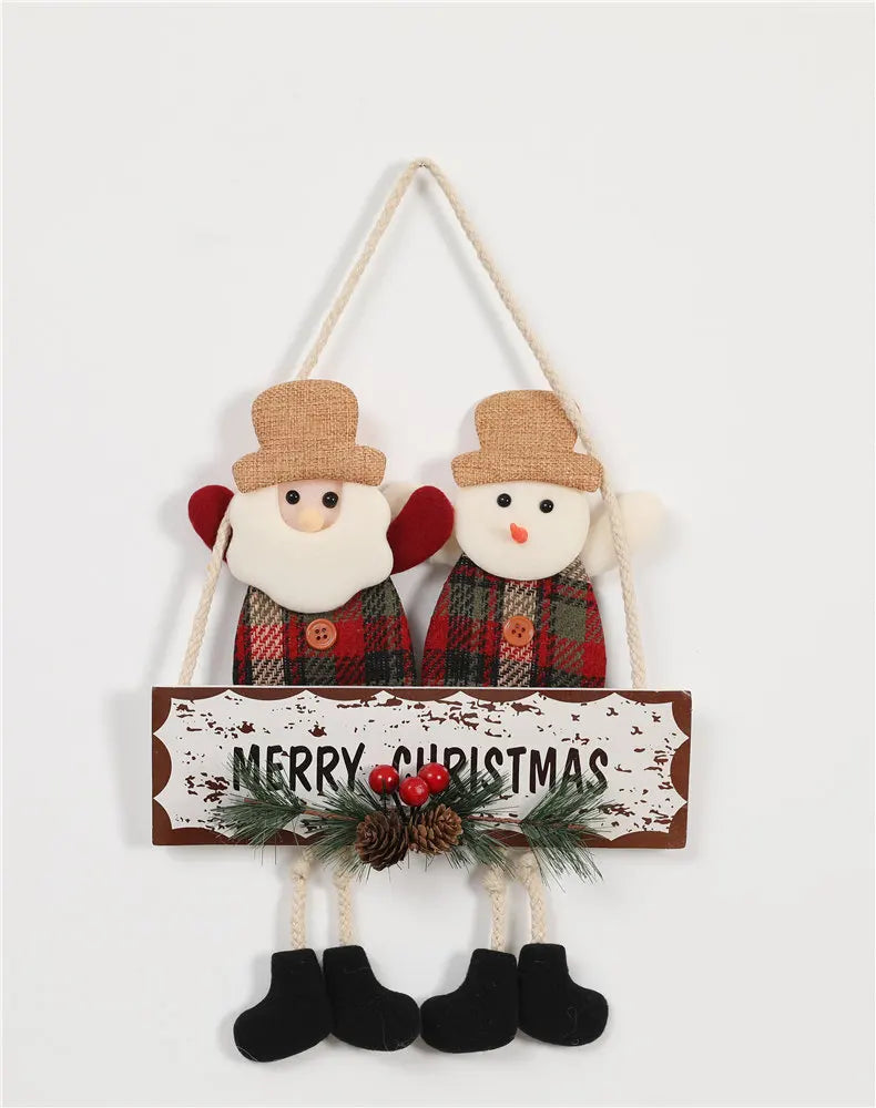 Christmas Decoration Door Hanging Creative Elderly Snowman Elk Bell Display Window Pendant Holiday Gift Scene Decoration