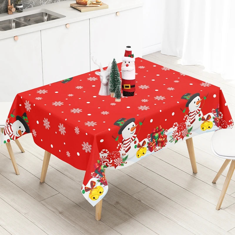 Christmas Tablecloth Christmas Party Decoration 2025 Xmas Table Decor Santa Claus Table Cover Navidad Natal New Year Gift 2026