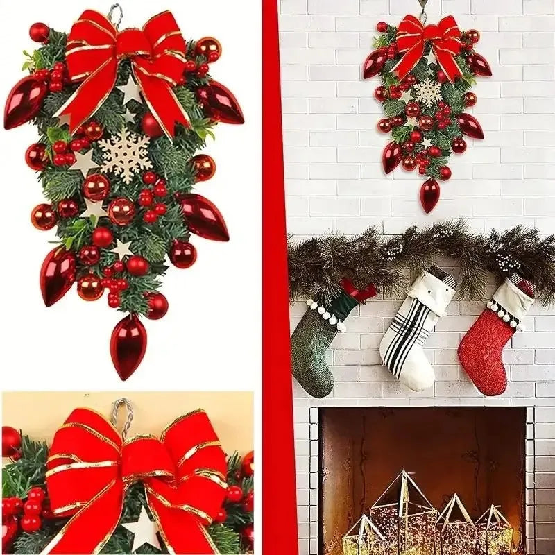 Christmas Decoration Balls, Upside Down Tree Ornaments, Creative Window Display Decorations, Bow Vine Door Hanging