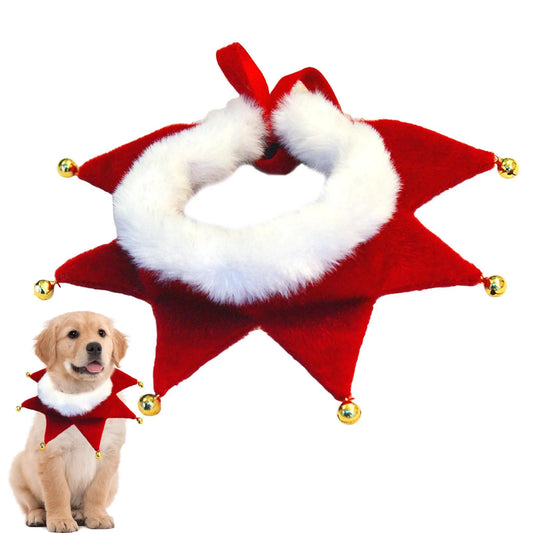 Christmas Dog Scarf With Classic Festive Jingle Bell Dog Collar Suitable Pet Plush Triangular Towel For New Year Photo Shoots