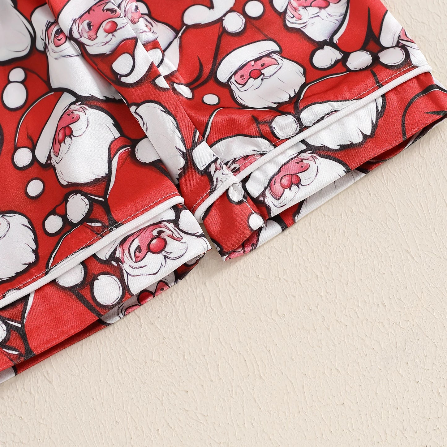 BeQeuewll Christmas Kids Girls Boys Pajamas Set Satin Santa Claus Button Children Sleepwear Long Sleeves Shirt Pants Loungewear