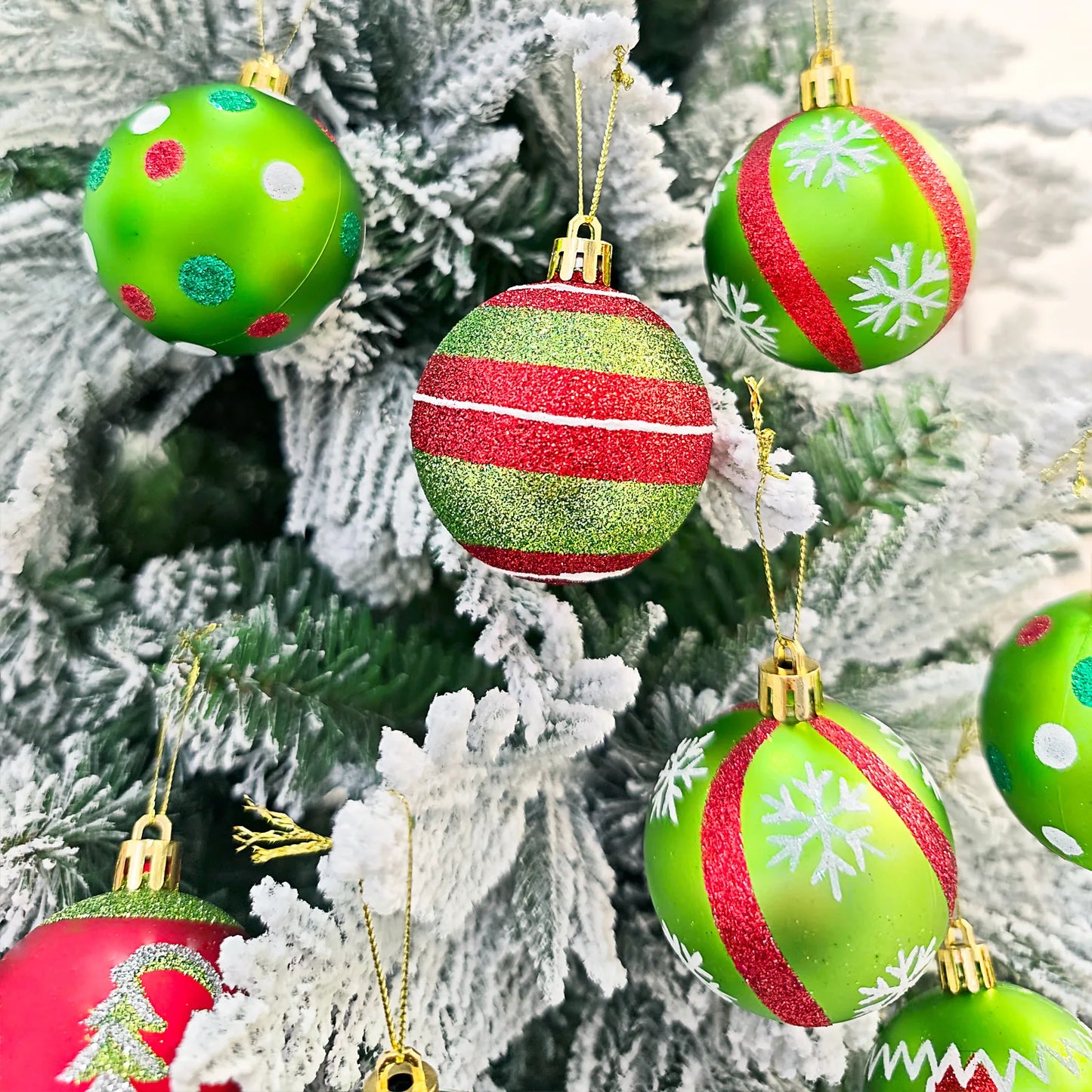 Green Painted Christmas Ball Decorations Green Monster Xmas Tree Ornaments Green Painted Xmas Ball Set Christmas Home Decor