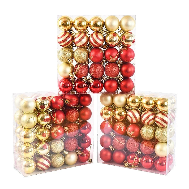 50Pcs Christmas Tree Balls Ornament Xmas Trees Hanging Bauble Pendant 2025 Christmas Decor For Home Navidad 2026 New Year Gifts