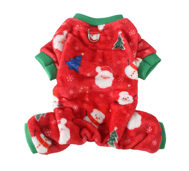 Christmas Pet Dog Pajamas for Cat Clothes Warm Pyjama Jumpsuit for Small Dogs Sleepingwear Winter Flece Pet Chihuahua Coat 강아지옷