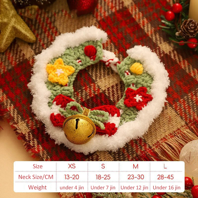 Pet Clothing Costume Christmas Cat Collar Hand-Knitted Pet Scarf Cute Xmas Kitty Santa Costume Clothing Christmas Party Supplies